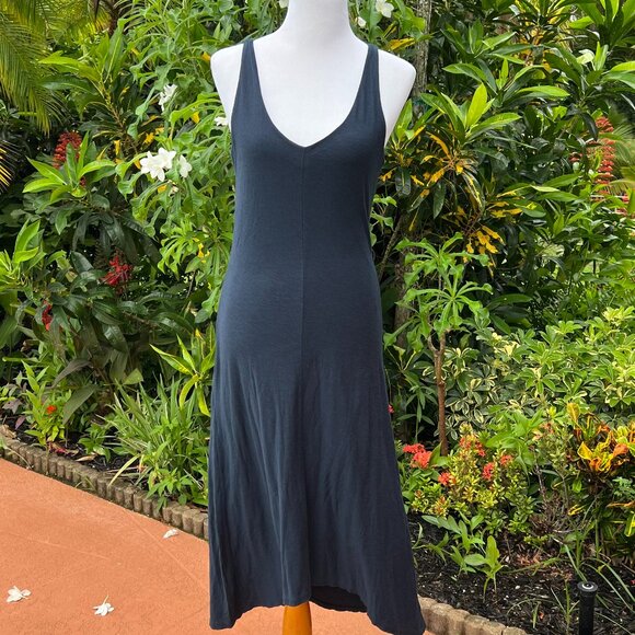 James Perse Dresses & Skirts - James Perse Dress navy split v neck midi jersey NWOT